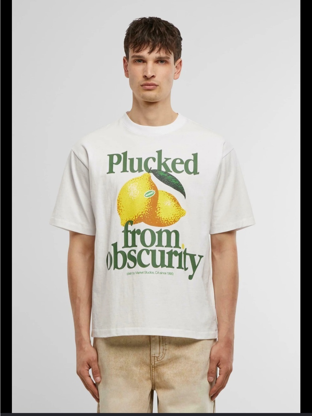 Market White and Green Graphic Tee